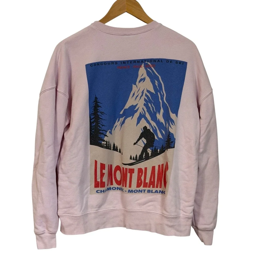 Wild Fable Le Mont Blanc Sweatshirt XXS Pink Graphic‎ Ski Pullover Cozy Y2K - Picture 4 of 13